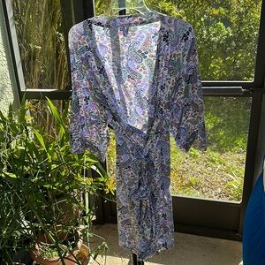 NEW VERA BRADLEY LUXE Paisley Soft Knit Belted Robe purple pink S / M nwot